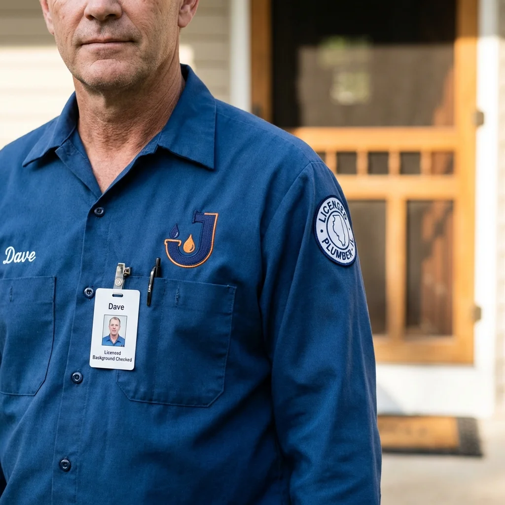 Licensed plumber showing ID badge in Atlantic Beach, NY